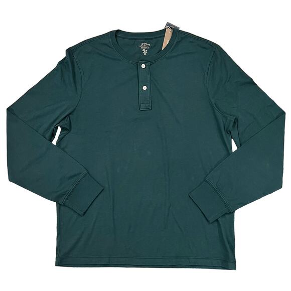 NWT J. Crew Men's Old Forest Green Broken-In Henley Shirt - Picture 2 of 7